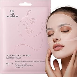 Collagen Glass Skin Overnight Mask - Korean Collagen Face Mask with Low Molecular Collagen & Hyaluronic Acid, Pore Perfecting & Hydrating, Paraben-Free, For All Skin Types (1N)