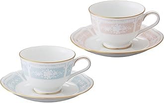 Noritake Y6578A/1507-14 Cup & Saucer (Color Changing Pair Set) (COFFEE TEA COFFEE COFFEE & TEA COFFEE) 220cc Racewood Gold 2 Guests Blue Pink Fine Porcelain
