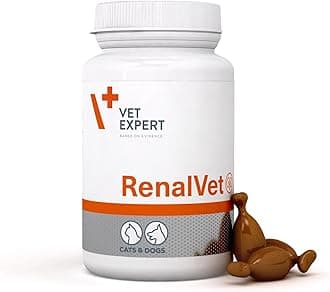 – RenalVet for Dogs and Cats – Phosphate Binder and Kidney Support Supplement with Calcium Carbonate, Chitosan, and Vitamin D3 for Chronic Renal Failure (60 Twist-Off Capsules)