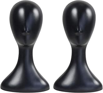 STUDIO LIMITED 16 Inch 2 Packs!! Professional Plastic Mannequin Head (Black), Durable Women Model Wig Stand Display Styling Making Display Holder with Jack for Hat, Mask, Headdress, Necklace