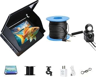 Underwater Fishing Camera with Infrared Night Vision, Portable Fish Finder, 4.3 IPS Screen, IP67 Waterproof, 100ft Cable, 4K Resolution, Wide View, Ideal for Boat, Kayak, Ice Lake Fishing