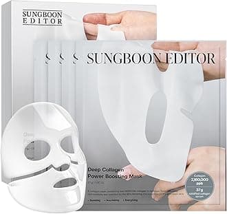 SUNGBOON EDITOR Deep Collagen Overnight Mask Hydrating Mask for Glass Skin, Wrinkle Care, Firming & Pore Refining 2,160,000PPB Collagen + 9 Peptides Korean Skincare, 4ea Gifts for Women