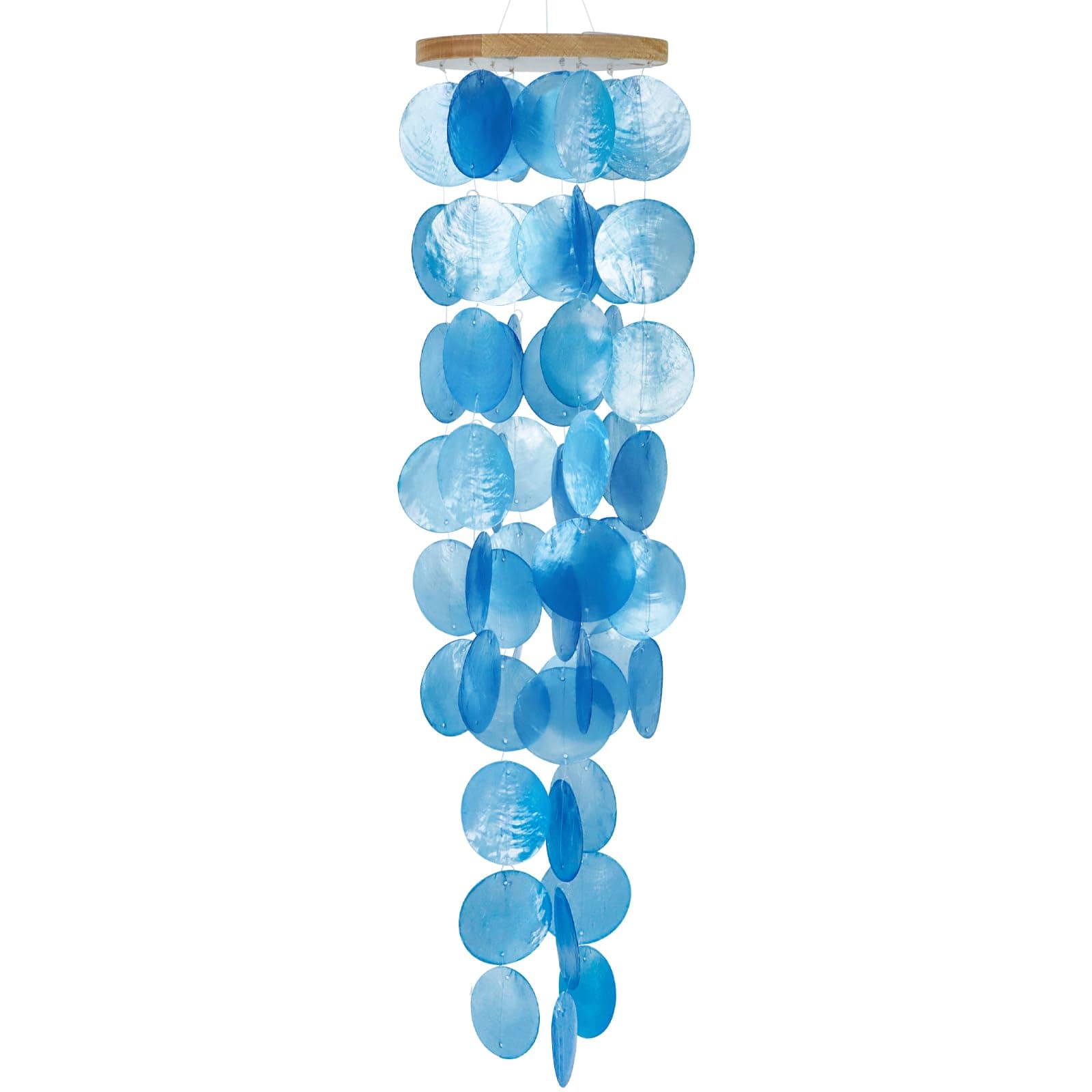 Capiz Shell Wind Chime for Outside，Blue