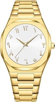 Gosasa Fashion Men's Quartz Watch with Middle Eastern Arabic Numeral Dial Design Stylish Stainless Steel Waterproof Business Casual Wristwatch