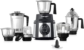 Prestige Endura 1000W Mixer Grinder, 6 Jars (1500 ml, 1000 ml, 1500 ml, 450 ml) (Black, Silver)