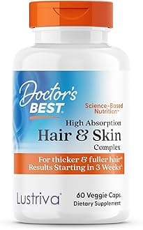 High Absorption Hair & Skin Complex, Clinically Shown to Grow Thicker, Healthier Hair in 3 Weeks, Supports Hair Growth & Skin Health, Non-GMO, Gluten Free, Soy Free, Vegan, 60 Veggie Capsules