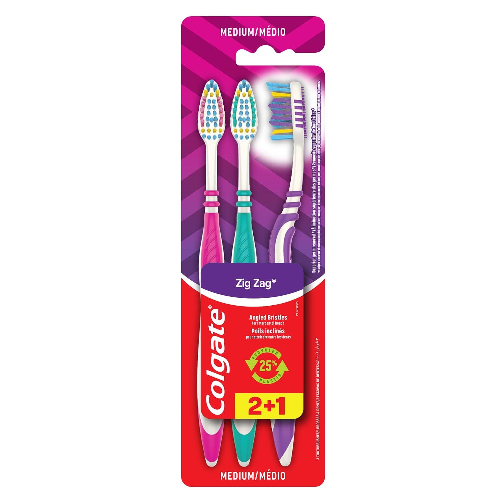 Zigzag Medium Toothbrush 3 Pieces Value Pack