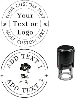 Personalized Logo Stamp Custom Image Self Inking Stamper Round Large or Small Customized Business Logo Text Stamps Multiple Frames Options