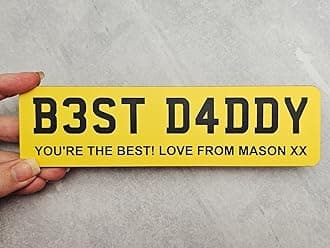 Custom License Plate Plaque - Personalised Number Plate in Wood or Acrylic - Ideal for Car Decor, Lorry Drivers, New Car, Just Passed Novelty Signs (Plain Yellow Design, Mdf Wood Large 25cm)
