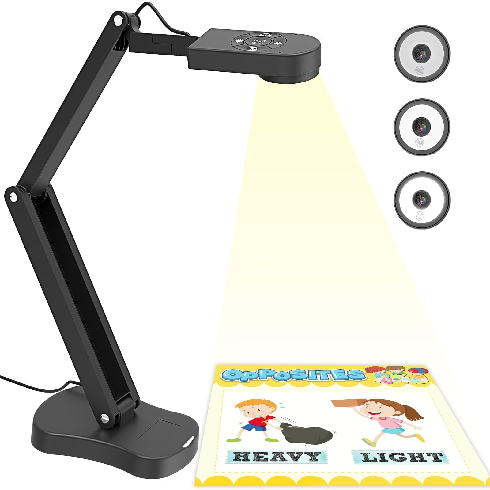 8MP USB Visualiser, Webcam, Document Camera for Teacher and Classroom for A3 A4 Size with Dual Mic, LED Light, Up and Down, Left and Right Image Inversion, for Distance Teaching, Learning