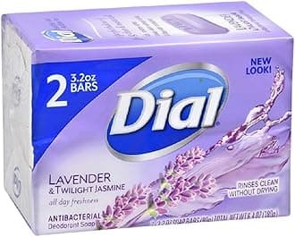 Dial Antibacterial Deodorant Soap, Lavender & Twilight Jasmine, Rinses Clean without Drying, 2 - 3.2 oz bars ...