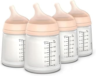 Zero Zero Anti Colic Baby Bottle, No 1 Spanish Baby Bottle Brand, Minimizes Bottle Rejection & Nipple Confusion, Perfect for Breastfeeding Babies, 4 PK 6 oz, Fair Tone, Adaptable Flow