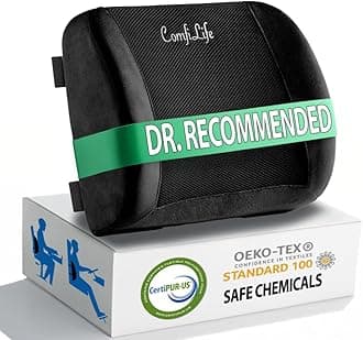 ComfiLife Lumbar Support Back Pillow Office Chair and Car Seat Cushion - Memory Foam with Adjustable Strap and Breathable 3D Mesh (Black)