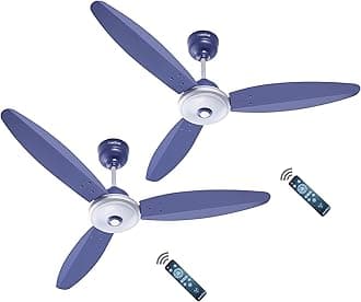 ACTIVA Gracia 1200 MM (28 Watts) BLDC Motor Fan With LED Light |Remote| 3 Blade Energy Saving Ceiling Fan With 5 Year Warranty Pack Of 2 (Silver Blue)