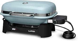 Weber Lumin Compact Outdoor Electric Barbecue Grill, Light Blue - Great Small Spaces such as Patios, Balconies, and Decks, Portable and Convenient