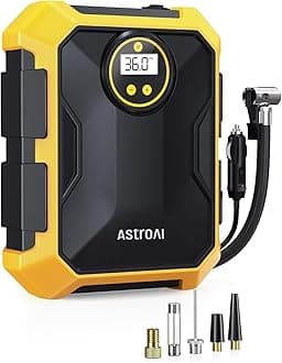 AstroAI Tyre Inflator 12V DC Portable Air Compressor, Car Accessories, Auto Tyre Pump 101PSI with LED Light, Digital Air Pump for Car Tyres Bicycles Other Inflatables