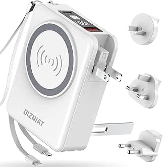 for Magsafe Portable Charger Power Bank 10000mAh, 22.5W Battery Pack Fast Charging Wall Plug Power Bank for iPhone Andriod Sumsung Travel Charger with Built in USB C & Lightning Cables