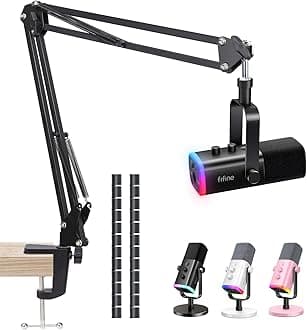 SUNMON Boom Arm - Metal Scissor Mic Boom Arm with 3/8'' to 5/8'' Adapter, K688 Microphone Stand with Cable Sleeve
