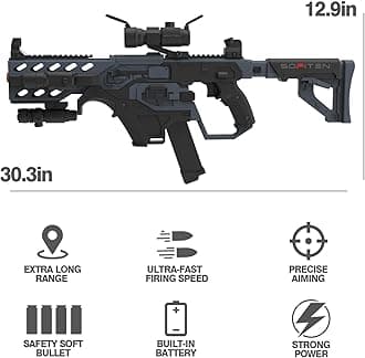 Realistic Toy Foam Blaster Guns Automatic Vest Toy Foam Blaster with 120 Darts and Flashlight The Outdoor Activity Game Gifts for Adults Kids Birthday Xmas Gun