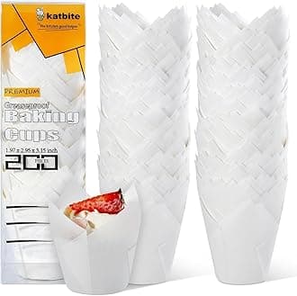 katbiteTulip Cupcake Liners 200PCS, Muffin Baking Cupcake Liners Holders, Baking Cups, Cupcake Wrapper for Party, Wedding, Birthday(White)