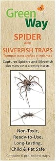 GreenWay Spider & Silverfish Trap - 72 prebaited Glue Traps | Ready to Use Heavy Duty Glue, Safe, Non-Toxic with No Insecticides or Odor, Eco Friendly, Kid and Pet Safe