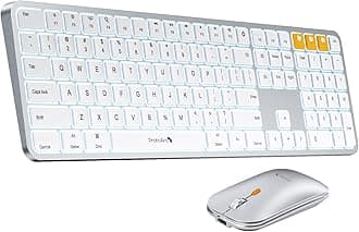 ProtoArcBluetooth Keyboard and Mouse for Mac, KM100-A Backlit Full Size Wireless Keyboard Mouse for Mac, Multi-Device Rechargeable Keyboard for MacBook Pro/Air, iMac, iPhone, iPad, White Silver