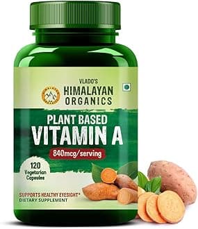 HIMALAYAN ORGANICS Plant-Based Vitamin A Supplement Supports Healthy Eye Sight | Natural Anti-Oxidant (120 Capsules)