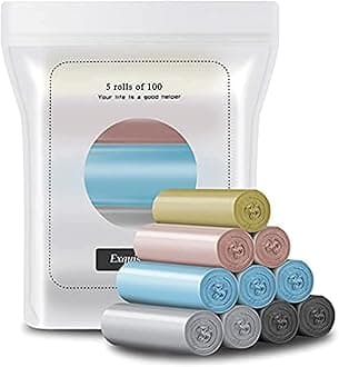 Plastic Disposable Garbage Bags with Handles (5 Rolls, 100 Pieces)