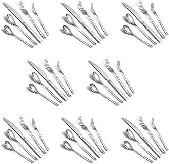 Silverware Set 40 Pieces, Stainless Steel Flatware Set, Mirror Polish Cutlery Set, Utensil Sets Service Set for 8 (Silver)