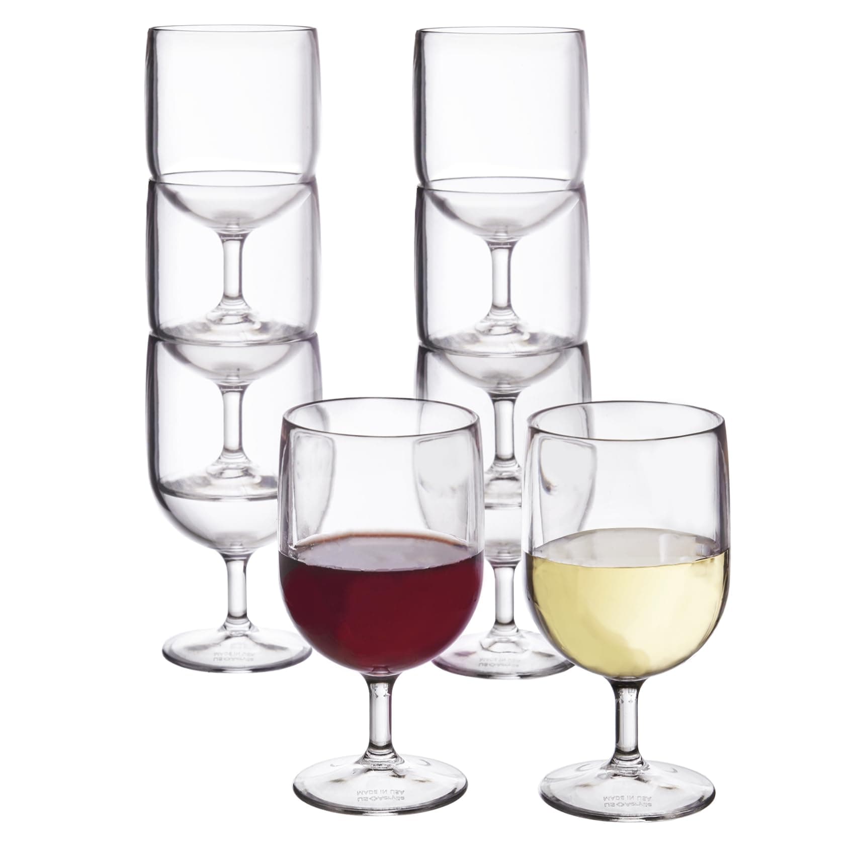 US Acrylic Stackable 8-ounce Plastic Wine Stems | Set of 8 Clear