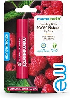 Mamaearth Nourishing Tinted Lip Balm with Natural Pink Tint | 12 Hour Moisture with Vitamin E & Raspberry | Relieves Dry, Cracked Lips & Makes Lips Soft & Supple | 0.14 Oz (4g)