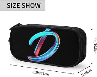 Cute Initial Pencil Case for Kids Students, Large Capacity Pencil Pouch for Boys Girls, Letter Design Pencil Box Pen Bag Office Stationery Organizer, Rainbow Letter D
