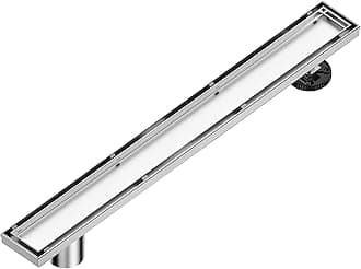 Neodrain 36-Inch Offset Linear Shower Drain with Tile Insert Grate Cover, Brushed 304 Stainless Steel Rectangle Side Outlet Shower Floor Drain, Adjustable Leveling Foot, Hair Strainer/Catcher