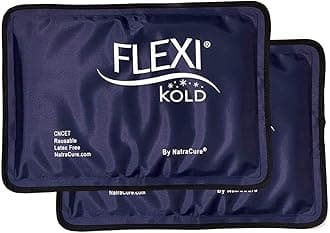 FlexiKold Gel Soft Flexible Ice Packs for Injuries - Reusable Freezer Cold Pack, Cold Compress & Cooling Gel Pad for Face, Shoulder, Hip, Leg, Arm, Ankle & Foot Injury – Medium 2PK – 19 cm x 29 cm