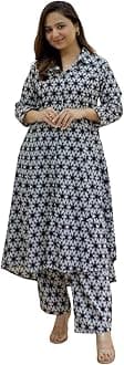 GRECIILOOKS Women's Cotton Blend Floral Regular Fit Kurta Set