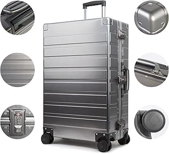TRAVELKING All Aluminum Luggage with TSA Locks Metal Hard Shell Zipperless Spinner Alloy Metal Suitcase (Cool Metallic, 28 Inch)