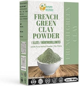 Herbs Botanica French Green Clay Powder 100% Pure & Natural Montmorillonite Clay for Face Masks, Skincare, and DIY Beauty Finely Ground Green Kaolin Clay 5.3 oz Resealable Pack