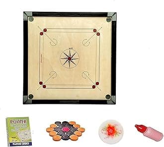 WRF Superior Matte Finish Practice Carrom Board for Serious Professional Practice with Coins Striker and Powder Black New(32 inch Carrom TS-4)