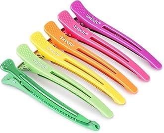 Neon Hair Clips, AIMIKE 6 Pcs Duck Billed Hair Roller Clips for Professional Hairstyling and Cutting - 4.3" Long