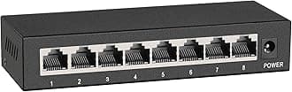 8 Port Gigabit Unmanaged Network Switch, Metal Case Switch | Plug & Play | Fanless Housing, Black