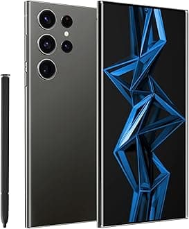 C24 Ultra Phone, 6.8" Full Netcom Unlocked Android Phones, 8GB+256GB Unlocked Cell Phone, Octa-Core CPU, Bulid in Pen, 48MP Camera, 6800mAHh Battery, Face ID, Dual SIM Smartphone- Black