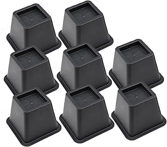 Bed Risers 4 Inch Heavy Duty, Square Furniture Frame Lift for Couch, Chair, Desk, Sofa and Bunk Bedpost, Set of 8