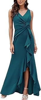Formal Evening Dresses for Women Elegant Evening Party Prom Dress Long Sexy V Neck Sleeveless Split Wrap