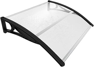 VOUNOT Front Door Canopy Outdoor Awning, Rain Shelter for Back Door, Porch, Patio, Window, 100 x 80 cm, Black