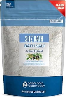 Sitz Bath Soak 128 Ounces Sitz Salt Epsom Salt with Natural Geranium, Frankincense, Lavender, Niaouli Essential Oil Plus Vitamin C in BPA Free Pouch with Press-Lock Seal