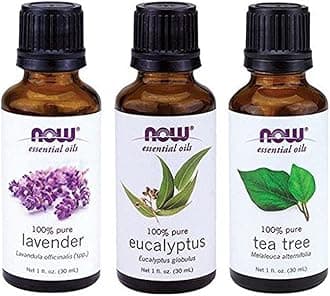 NOW 3-Pack Variety of Essential Oils: Tea Tree, Eucalyptus, Lavender