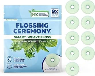 | Expanding Woven Dental Floss | Smart-Weave Floss | Vegan | Natural | Non-Toxic & PFAS Free | Eucalyptus & Manuka | Hilo Dental para Dientes | 55 Yards x 9 Units (Refills Only)