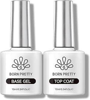Born Pretty Base & Top Coat Set 2PCS, High Glossy Top Coat, Base Gel for Long Lasting Nails Shine Finish, Nail Art DIY Design Manicure Gifts for Women 10ML