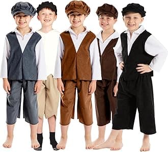 Charlie Crow Victorian Boy Costume for Kids 5-11 Years | Five Colours | Three Sizes.