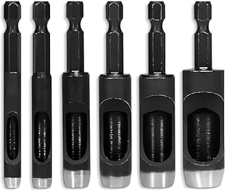 Leather Hole Punch Set - 6 Pcs Drill Bits Set 3/16" 1/4" 5/16" 3/8" 7/16" 1/2" - DIY Leather Punch Tool for Belts and Crafts - Durable Carbon Steel Tools for Hobby Use | Storage Case Not Included